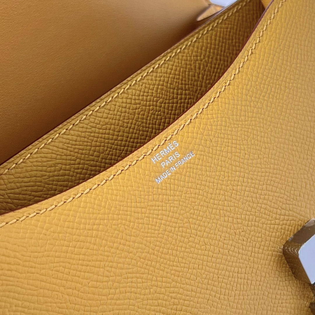 Hermes Constance 24cm Shoulder Bag In Yellow Amber Epsom Leather